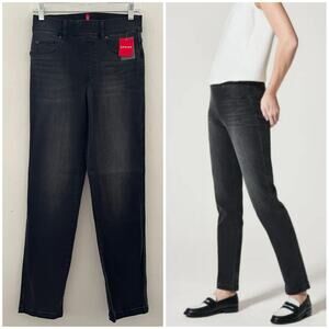 Spanx Straight Leg Jeans Womens Small in Vintage Black Pull-On Shaping Denim NWT
